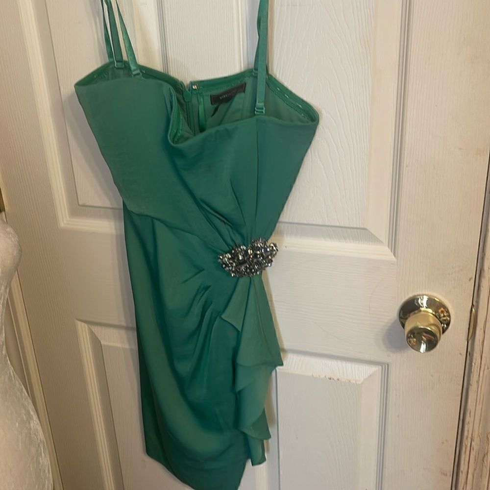 BCBG MaxAzria Kelly Dress silver broche strapless EUC size 4